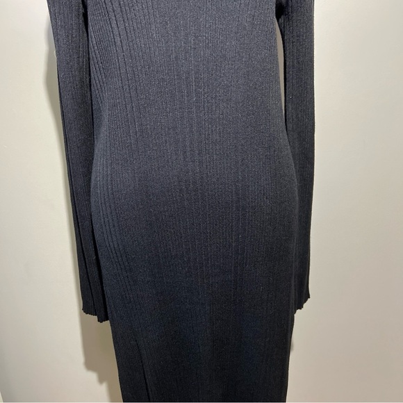 House of Harlow 1960 Black Bodycon Ribbed Cutout Hem Slit Midi Dress Size XL - Picture 3 of 12